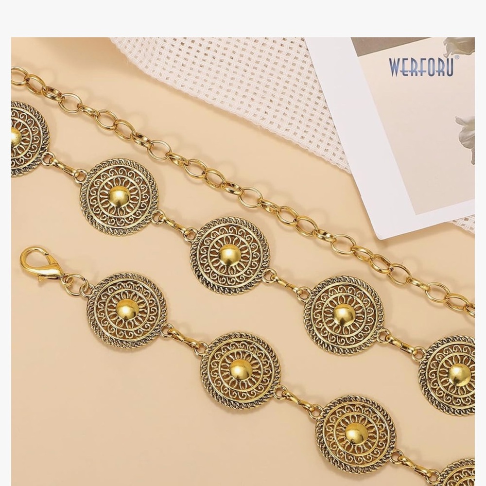 Gold Chain Western Belt - Picture 2 of 3